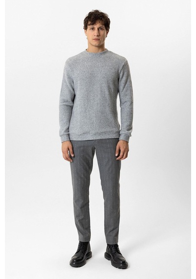 Backandbond Gri Regular Fit Desenli Bisiklet Yaka Sweatshirt