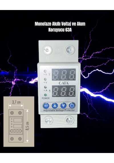 Cata Ct-9198 Monofaze Akıllı Voltaj Ve Akım Koruyucu 63a