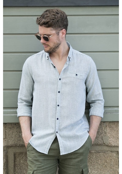 Buratti % 100 Pamuklu Slim Fit Uzun Kollu Erkek Gömlek Cf21S111498 Haki
