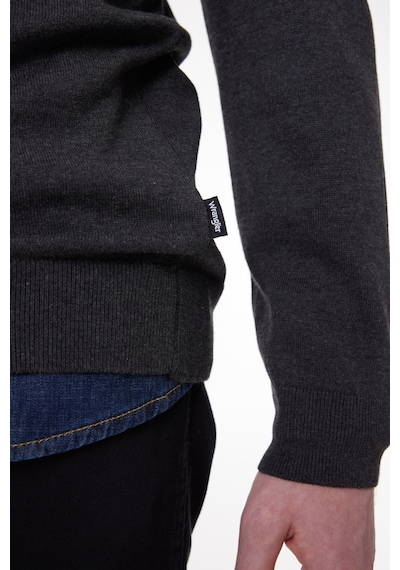 Wrangler Regular Fit Normal Kesim Bisiklet Yaka Gri Melanj Erkek Triko Kazak W8A02PX06 Gri Melanj