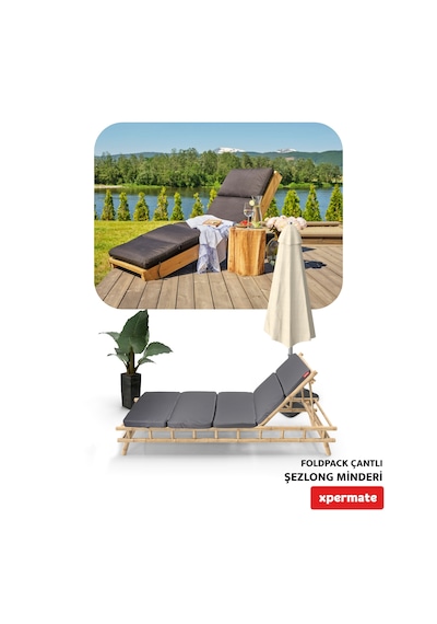 Xpermate Katlanır Şezlong Minderi Çantalı Cepli Foldpack 30x60gri