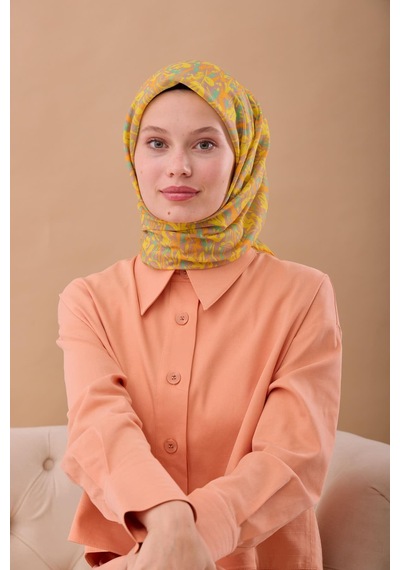 Silk Home Soft Eşarp 73091-39 Vizon, Patina Yeşili, Turuncu, Sarı