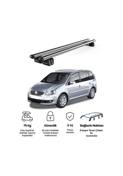 Pençe Volkswagen Touran Ara Atkı 2003-2015 Uyumlu Gri Ara Atkı Port Bagaj Tavan Barı