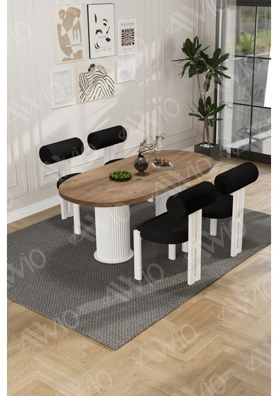 Avvio Lora Serisi Bohem Ayak 4'lü Metal Pofi Demonte Sandalye 80x140 Masa Sandalye Takımı Akça Masa Sandalye Beyaz Kumaş Siyah Avvio Lora Serisi Bohem Ayak 4'lü Metal Pofi Demonte Sandalye 80x140 Masa Sandalye Takımı Akça Masa Sandalye Beyaz Kumaş Siyah