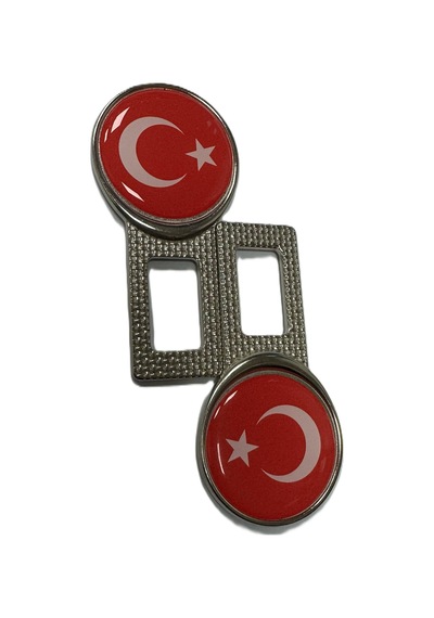 Türk Bayraklı Logolu Ikaz Ses Susturucu Metal Toka 2 Adet