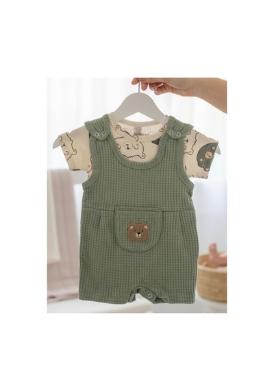 Altıntaş Baby Ayı Nakışlı Yazlık Tulum Yaz Yeşil Yaz Yeşil