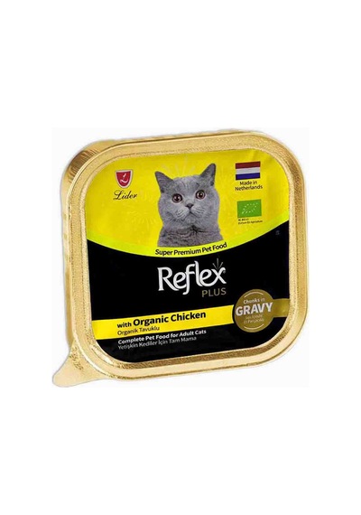 Reflex Plus Sos İçinde Et Parçacıklı Organik Tavuklu Yetişkin Kedi Maması 85 G