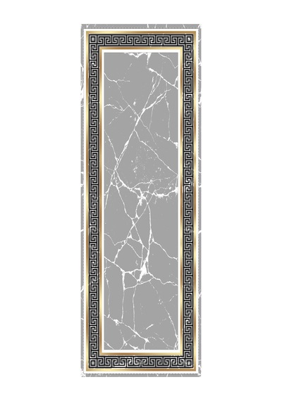 Gri Çerçeveli Desen Premium Masa Örtüsü Runner Rnr328