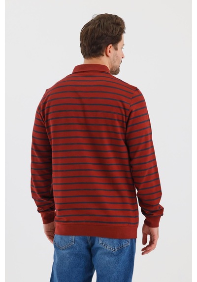 Alexander Gardi Alexandergardı Polo Yaka Çizgili Regular Fit Sweatshırt Wk25214 001