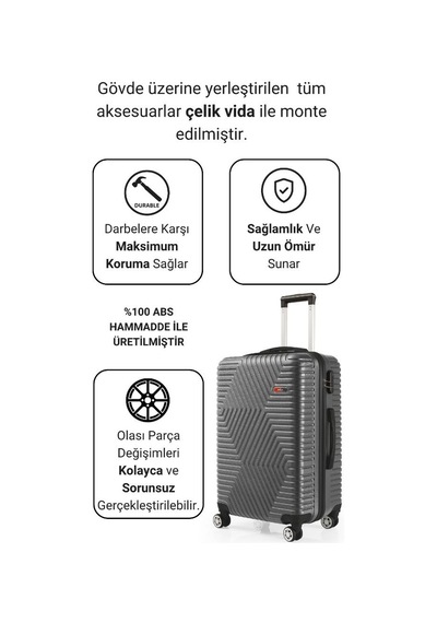 G&d Polo Suitcase Abs Koyu Gri Orta Boy Valiz 600.02-o Koyu Gri