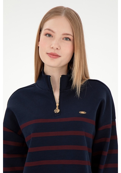 U.S. Polo Assn. Kadın Lacivert Fermuarlı Dik Yaka Sweathirt 50298989-VR033
