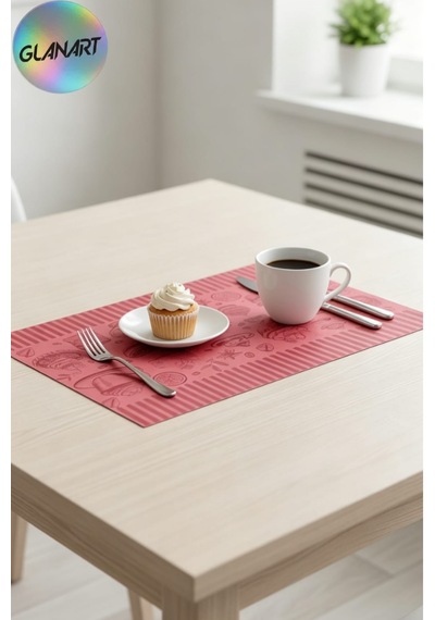 30 Adet 28x41 Cm Ebatlarında Masa Üstü Kraft Amerikan Servis Kağıdı Pasta Desen Pembe