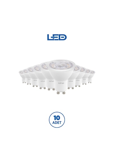 Rtl11103-10 Rother Gu10 Led Spot Ampul 8w 700 Lümen 6000k Beyaz Işık Enerji Tasarruflu Ampul 10 Adet