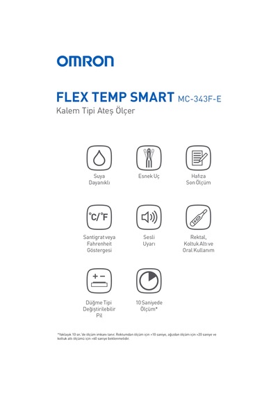 Omron OMRON Flex Temp Smart, Suya Dayanıklı Beden Tipi Ateş Ölçer