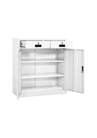 Tr Beyaz Çelik Ofis Dolabı 90 X 40 X 102 Cm - 2 Ayarlanabilir Raflı Ve 3 Çekmeceli Ağır Hizmet Tipi Metal Belge Ku Genel