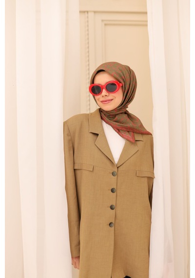 Silk Home Soft Eşarp 73077-24 Mercan, Yeşil, Haki ,taş