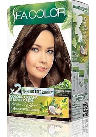 Amonyaksız, Vegan, Doğal, Besleyici Kalıcı Saç Boyası%100 Beyaz Kapama 1 Paket 2 X 50 Ml Boya & Oksidan Çikolata Kahve 6.7