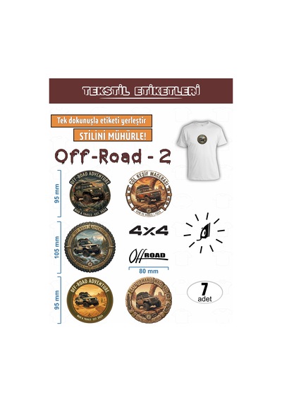 Ütü İle Yapışan Kıyafet Etiketi Off Road Serisi-2 7li Set Karışık