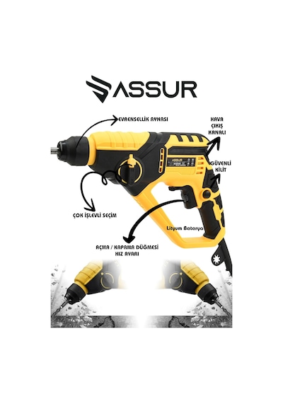Assur 250W 2 Kademeli Bakır Sargılı Darbeli Kırıcı Delici Hilti - 1772