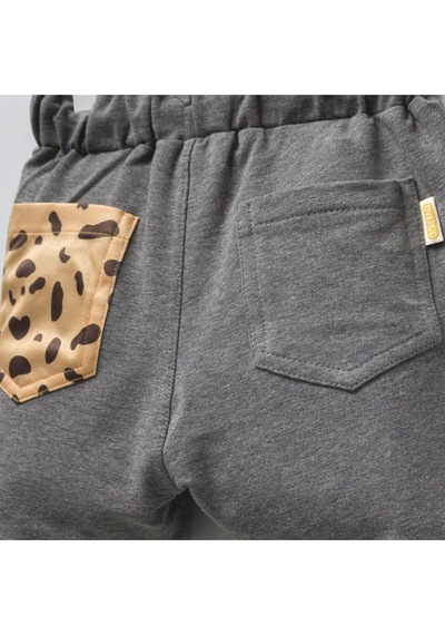 Overdo Kids 2ip Ayıcık Baskılı Beli Lastikli Unisex Şort Gri
