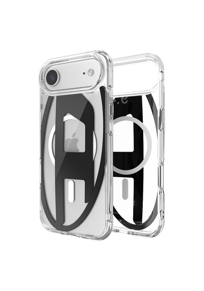 Diesel Apple iPhone 17 Air Uyumlu Magsafe Destekli Oval D Metalik Kılıf - Siyah