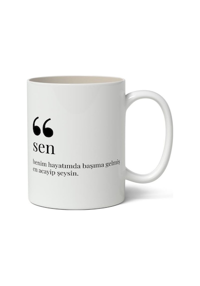 Sen Kelime Anlamı Baskılı Kupa Bardak Baskılı Kahve Kupa Bardak