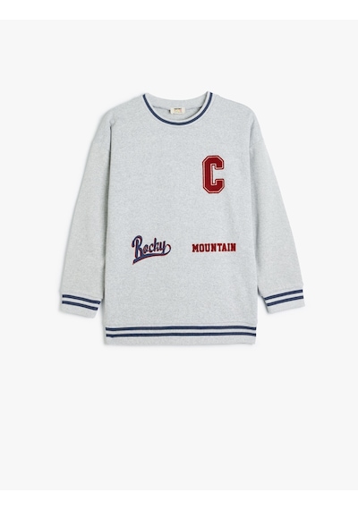 Koton Sweatshirt Uzun Kollu Bisiklet Yaka Baskı Detaylı Gri 5wkb10206tk Gri