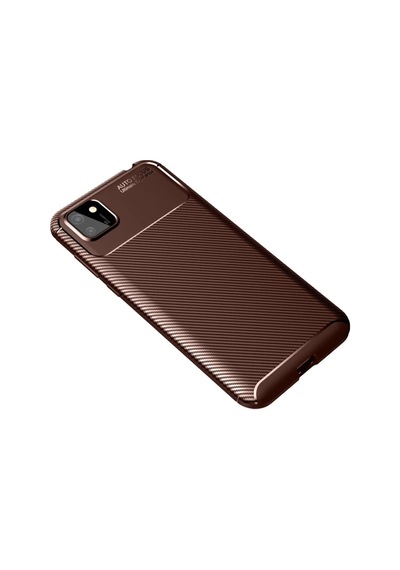 Huawei Y5p Kılıf Auto Focus Karbon Kapak - Kahverengi -