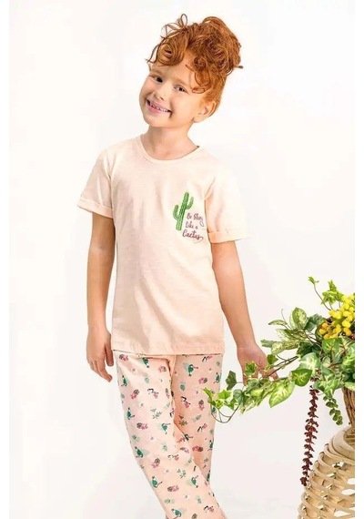 Arnetta Kız Çocuk Kısa Kollu Bisiklet Yaka Kaktüs Desenli Pijama Takım SOMON
