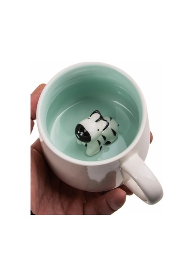 Mukko Home 3d Porselen Kupa Sevimli Zebra Figürlü, 350 Ml, Eğlenceli Ve Şık Tasarım,mavi Beyaz - Çok Renkli