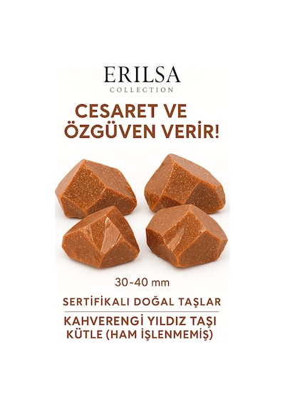 Sertifikalı Ham İşlenmemiş Kahverengi Yıldız Taşı Kütle El Taşı