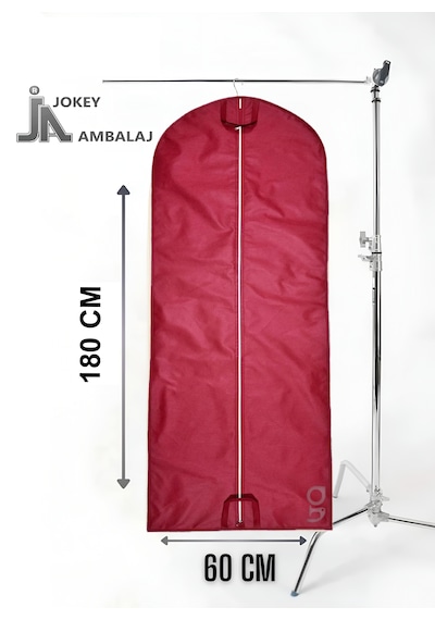 Jokey Ambalaj Fermuarlı Dolapiçi Gamboç Kıyafet,takım Elbise,abiye Ve Gelinlik Kılıfı 60x180cm Kırmızı