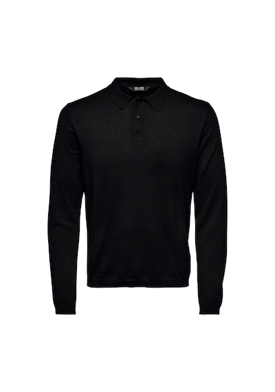 Only & Sons Onswyler Lıfe Reg 14 Ls Triko Polo Kazak Knıt Siyah