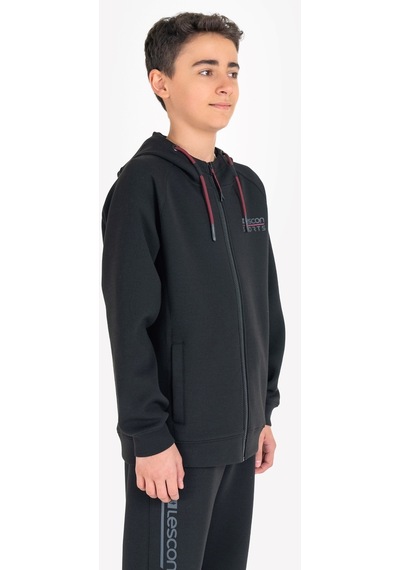 Lescon Siyah Çocuk Fermuarlı Kapüşonlu Sweatshirt 23n-3121