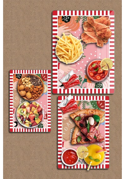 3'lü Cam Kesme Tahtası Ve Sunumluk Karışık Renkli Love Desenli 20 X 30, 25 X 35 Ve 30 X 40 Cm Çok Renkli