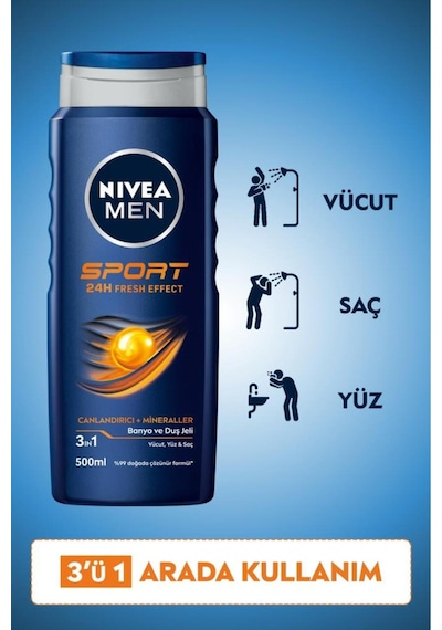Nivea Men Saç Ve Vücut Şampuanı Sport 500 Ml 2 Adet