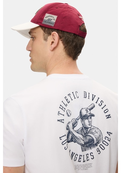 Telmo Beyaz Bisiklet Yaka Baskılı %100 Pamuk Standard Fit Erkek Tshirt Beyaz
