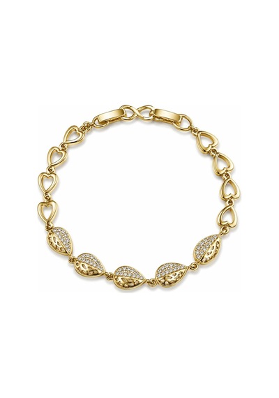 Cm Jewelry Damla Zirkon Taşlı Kalp Detaylı Bileklik Gold Kadın Bileklik Altın