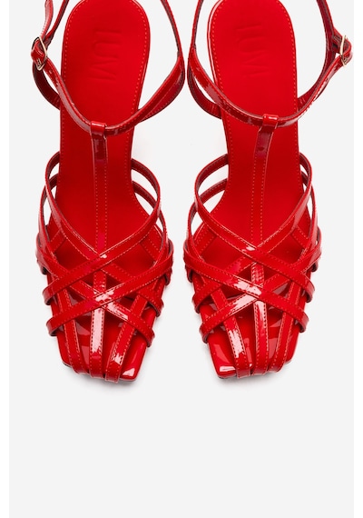 Luvishoes Allos Kırmızı Rugan Kadın Topuklu Ayakkabı Kırmızı