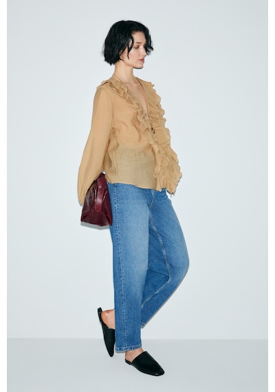 Lufian Lotus Kadın Denim Mom Fıt- Yüksek Bel Mavi Mavi 121200009100300