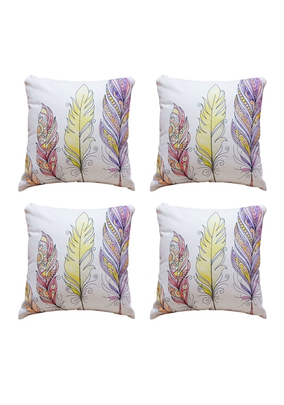 Modern Tarz Dijital Baskılı 4 Lü Dekoratif Kırlent Kılıfı Seti 43x43 Cm Şık Ve Renkli Tasarımlar Beyaz