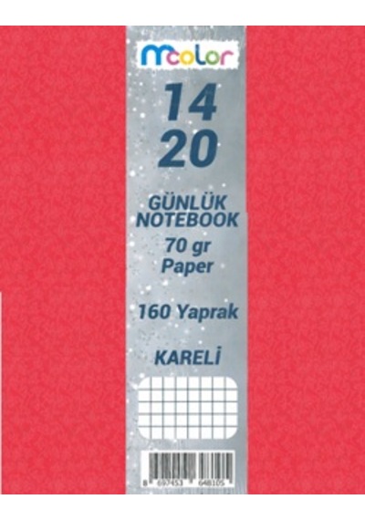 Mcolor Kareli 14x20 Cilt Bezli Ciltli 160 Yp Kırmızı