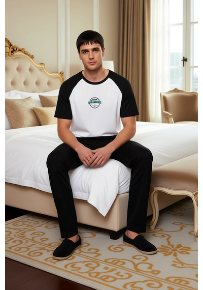 Frm Erkek Reglan Kol Bisiklet Yaka Pijama Fonksiyonel Dayanıklı Kalit Siyah