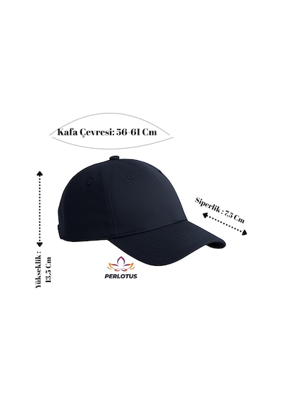 Perlotus Unisex Spor Kep Şapka Mikro Polyester Kumaş 6 Parça Ayarlanabilir Metal Tokalı Lacivert