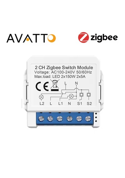 Avatto Tuya 2ch Zigbee Anahtar 2 Kanal Zigbee Röle 1 ADET