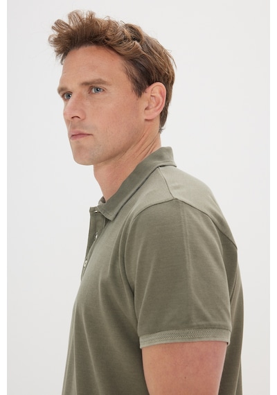 AC&Co / Altınyıldız Classics Erkek Hakı Slim Fit Dar Kesim %100 Pamuk Polo Yaka Tişört Haki