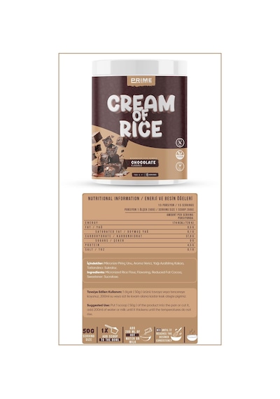 Prime Nutrition Cream Of Rice 750 Gram Chocolate Çikolata Aromalı