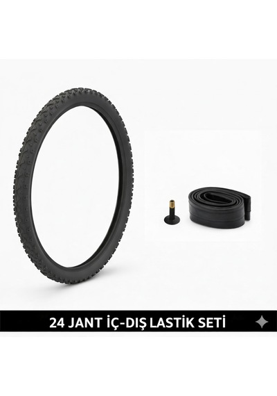 24 Jant Bisiklet İç Dış Lastik Seti - 24x1.95 Dış Lastik + İç Lastik Oto Kalın Sibop