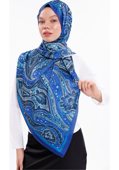 Tarzını Seç Gece Dalgaları Desenli Şifon Saten Şal - 70x170 Cm