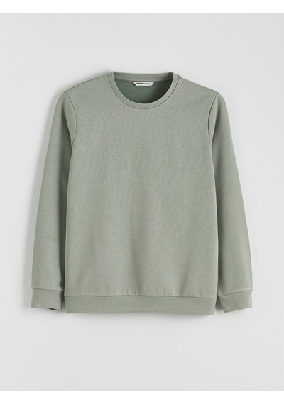 Lcwaıkıkı Basic Yeşil Bisiklet Yaka Erkek Kalın Sweatshirt